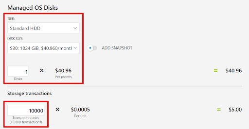 azure pricing calculator billing data management
