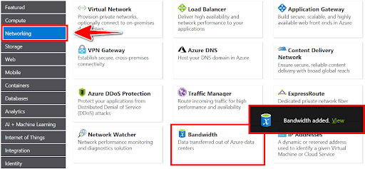 azure pricing calculator networking settings