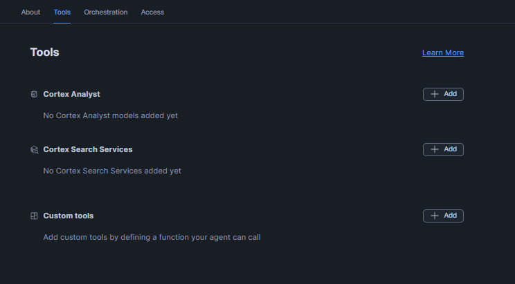 Configuring agent details, questions, and tools in Snowflake Snowsight—Snowflake Intelligence