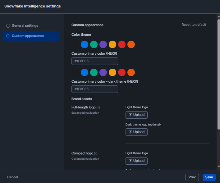 Customizing appearance and branding—Snowflake Intelligence