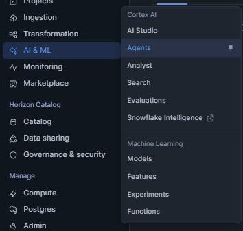 Navigating to Snowflake Intelligence