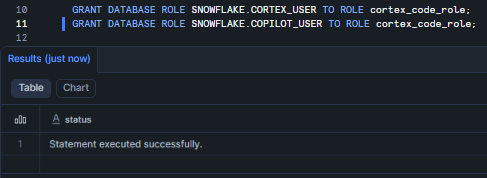 Granting the SNOWFLAKE system database roles to the custom developer role—Snowflake Cortex Code