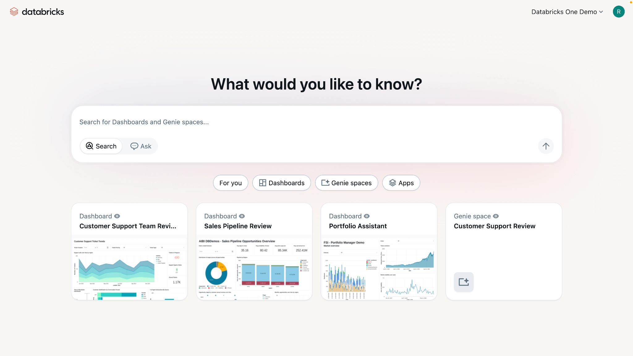 Interacting with a linked Databricks Genie space—Databricks AI/BI dashboards 