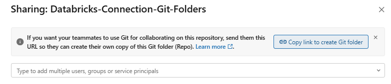 Sharing Git folder configuration with a collaborator—Databricks Git folders 