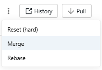 Initiating the merge operation from the action menu—Databricks Git folders 