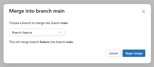 Selecting the source branch for the merge—Databricks Git folders 