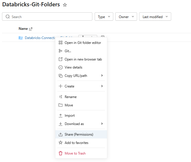 Assigning permissions to users—Databricks Git folders 