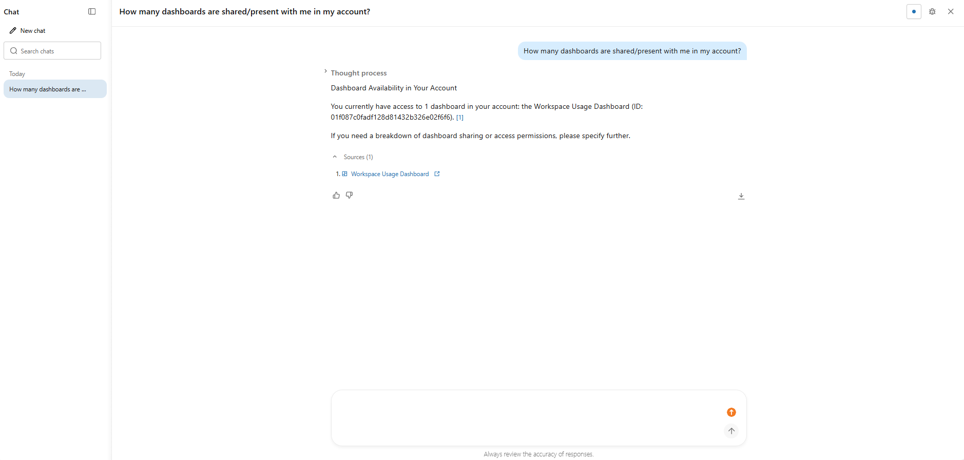 Testing natural language queries in the Genie chat interface—Databricks One 