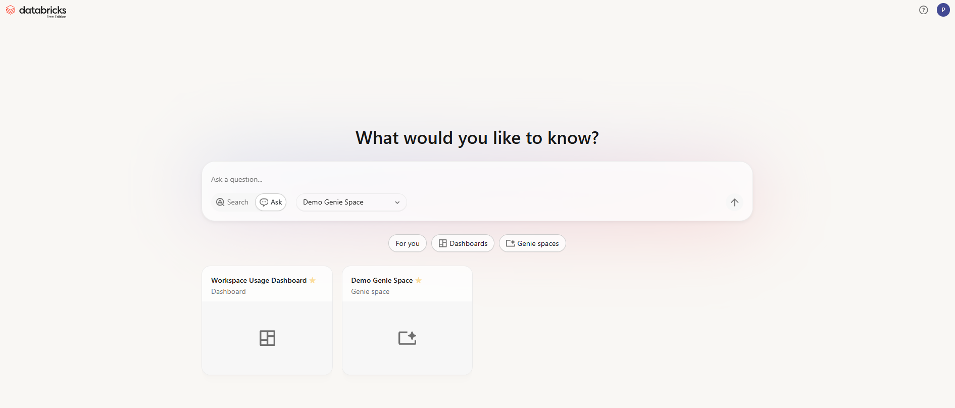 Databricks One interface 