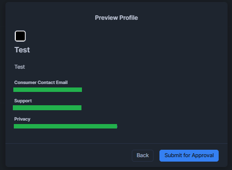 Filling in the required fields in the Create Profile dialog before submitting for approval—Snowflake Cortex Knowledge Extensions (Snowflake CKE)
