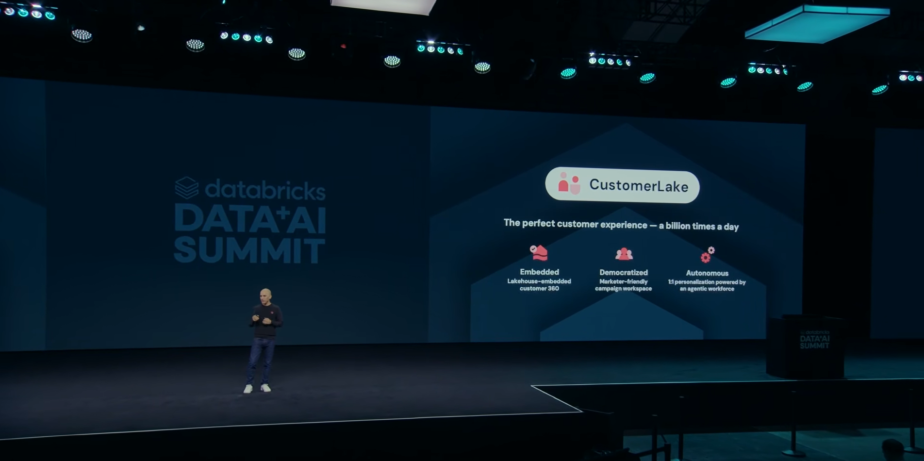 Tasso Argyros announcing CustomerLake at Databricks Data + AI Summit 2026 