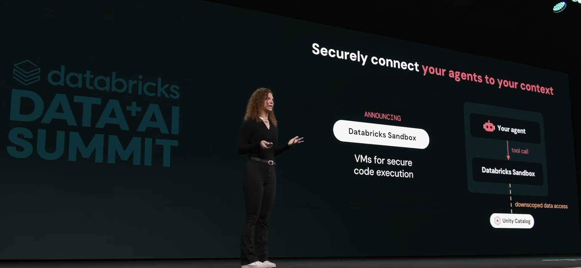 Kasey Uhlenhuth announcing Databricks Sandbox at Databricks Data + AI Summit 2026