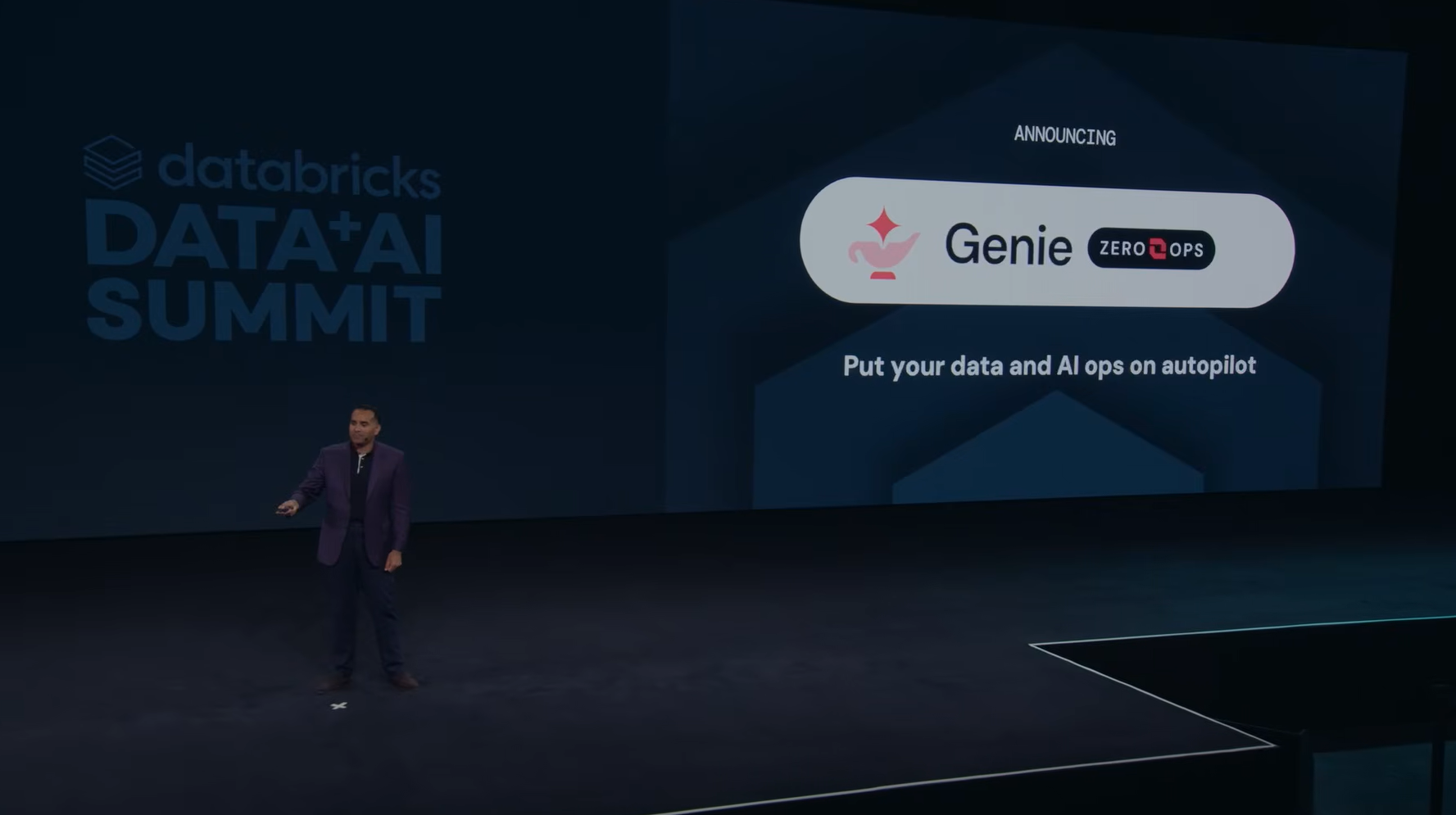 Bilal Aslam introducing Genie ZeroOps at Databricks Data + AI Summit 2026