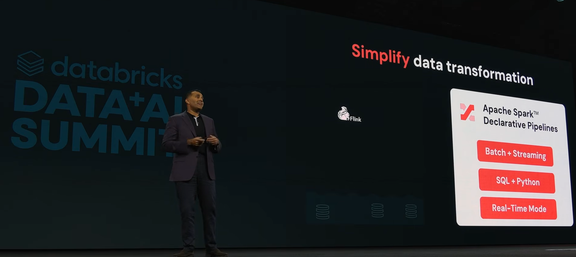 Bilal Aslam announcing Spark Declarative Pipelines at Databricks Data + AI Summit 2026
