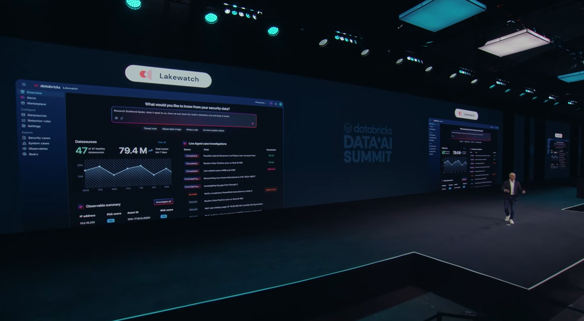 Ali Ghodsi announcing Databricks Lakewatch at Databricks Data + AI Summit 2026