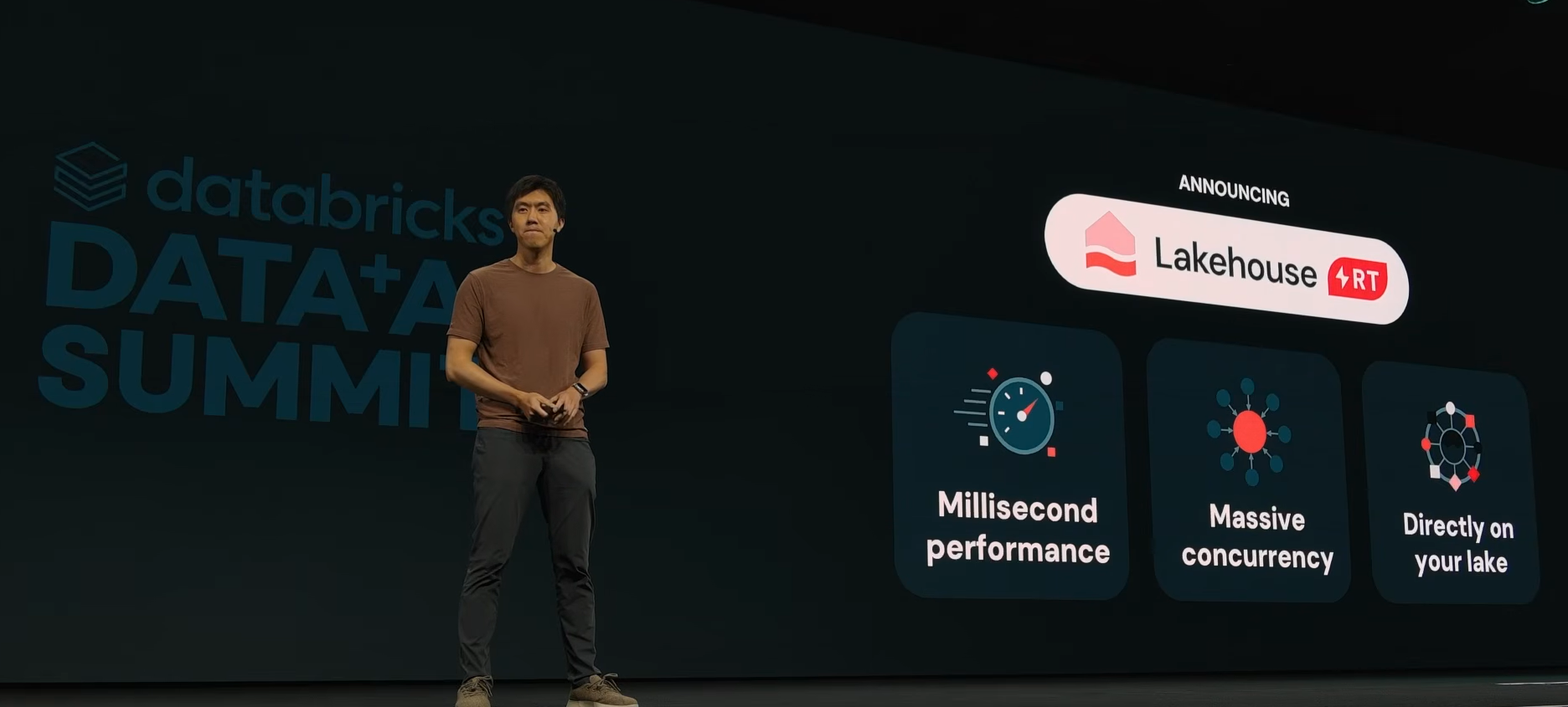 Reynold Xin announcing Lakehouse\\RT at Databricks Data + AI Summit 2026