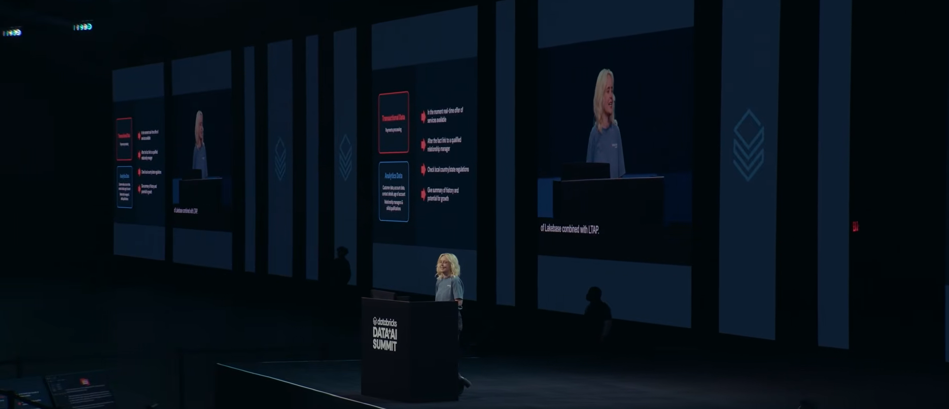 Holly Smith demonstrating Lakebase and LTAP live at Databricks Data + AI Summit 2026