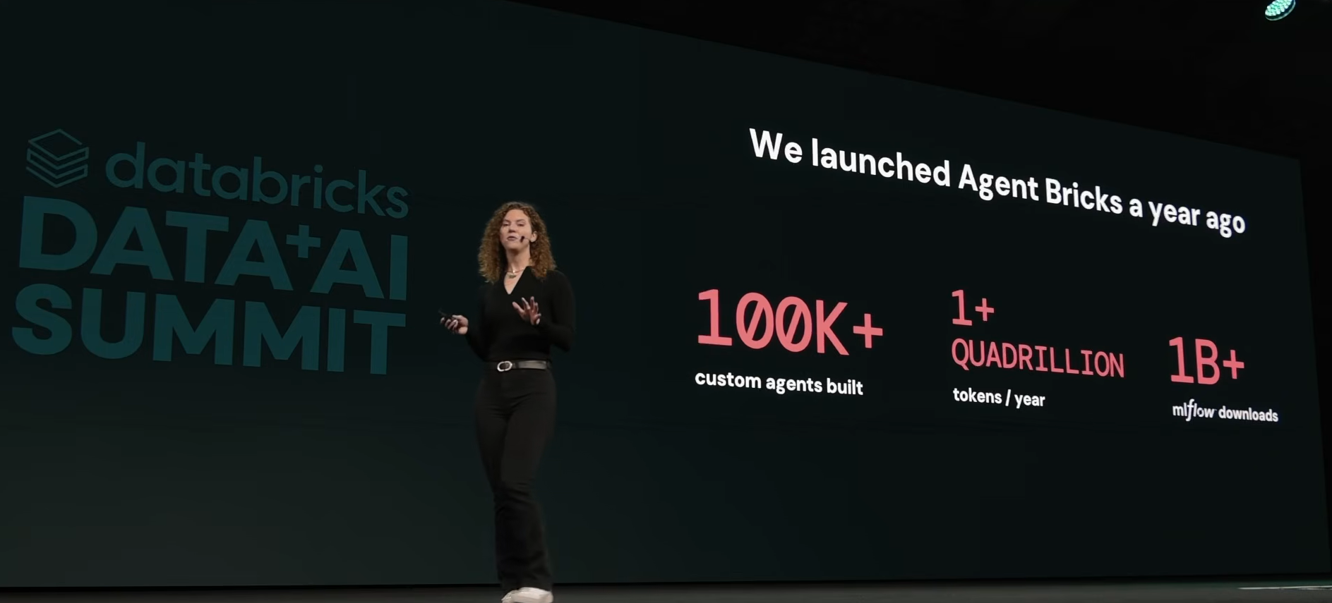 Kasey Uhlenhuth announcing Agent Bricks at Data AI Summit 2026