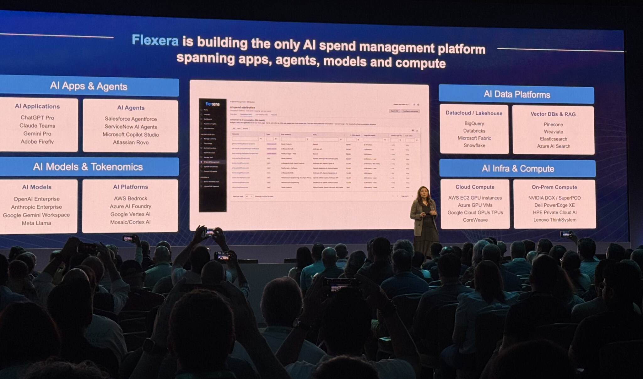 Becky announcing Flexera’s new features and capabilities - FinOps X 2026