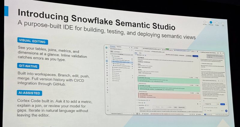 Snowflake Semantic Studio private preview interface - Snowflake Summit 2026