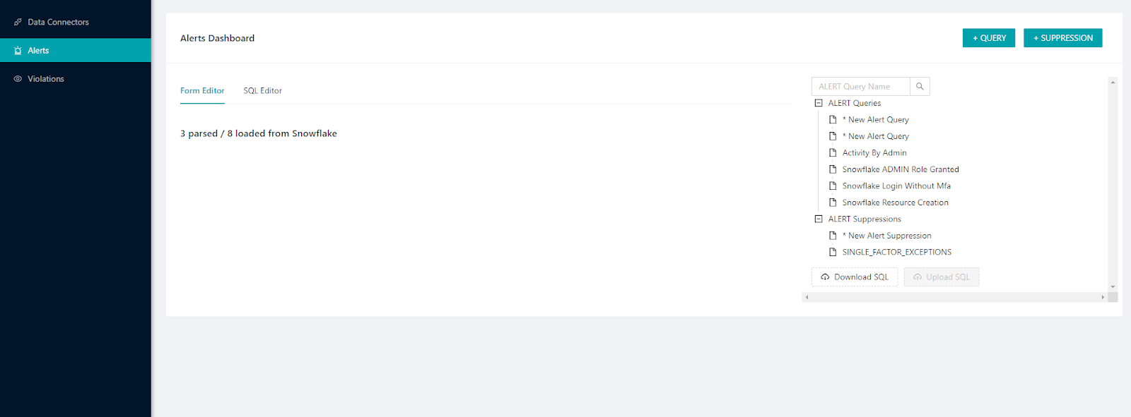 Navigating the Alert section to configure alerts - Snowalert