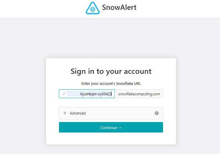Signin into Snowalert Dashboard - snowalert