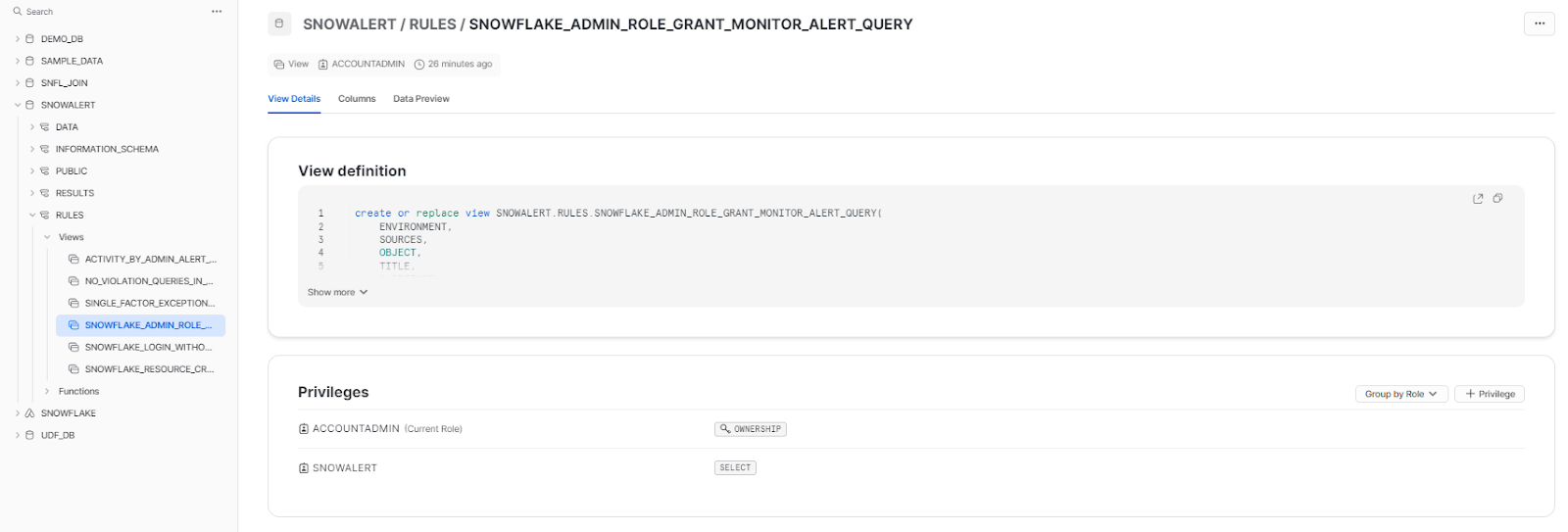 Verifying whether the rule has been created or not - Snowalert