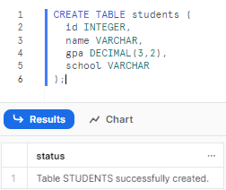 creating students table - Snowflake EXPLAIN