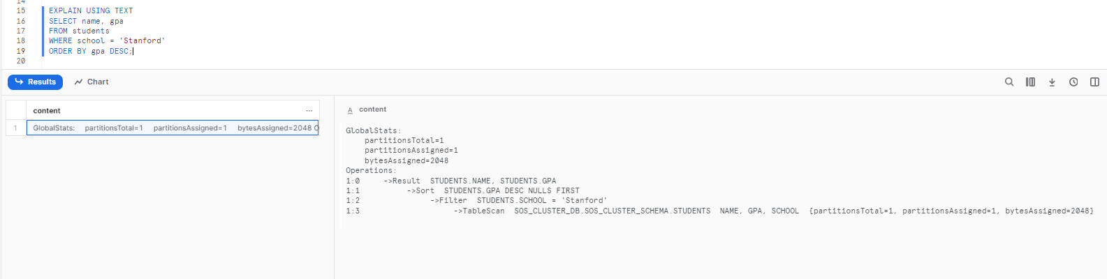 Viewing the plan in the text output format - Snowflake EXPLAIN