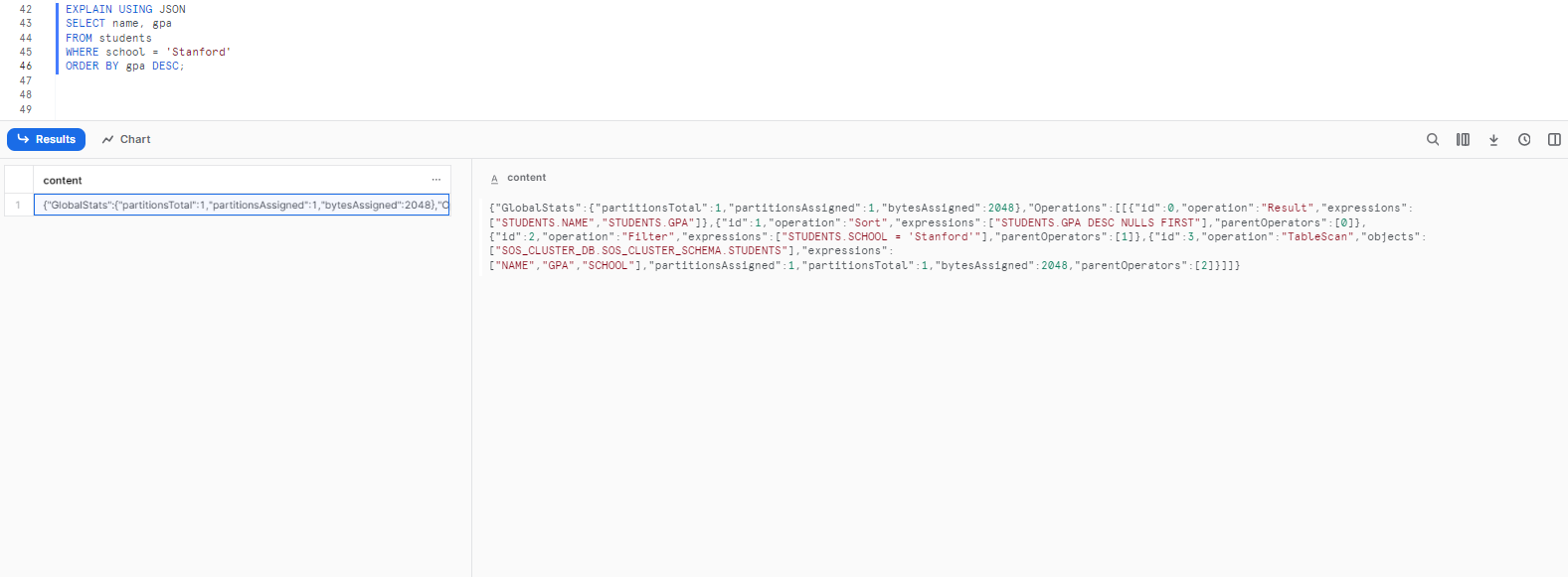 Viewing the plan in the JSON output format - Snowflake EXPLAIN