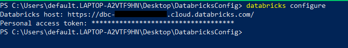 Entering personal access token - Databricks CLI