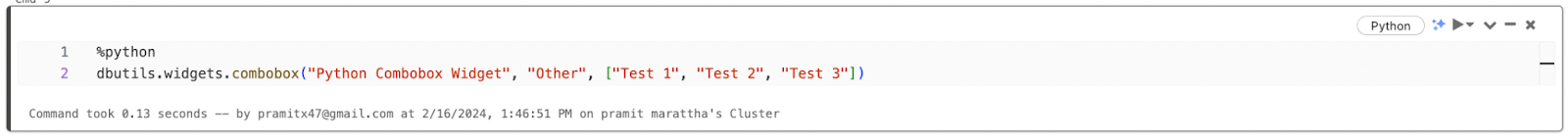 Creating Simple Combobox Databricks Widgets using Python