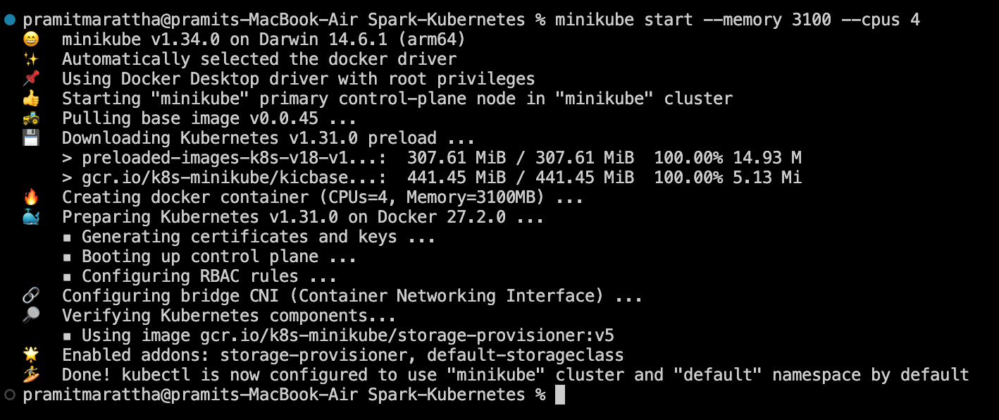 Starting Minicube by allocating enough resources - Kubernetes - k8s - Apache Spark - Spark on Kubernetes - Apache Spark on Kubernetes - Spark on k8s - Spark Kubernetes Architecture - Spark Kubernetes Autoscaling - Spark with Kubernetes - deploy Spark on Kubernetes - Container orchestration