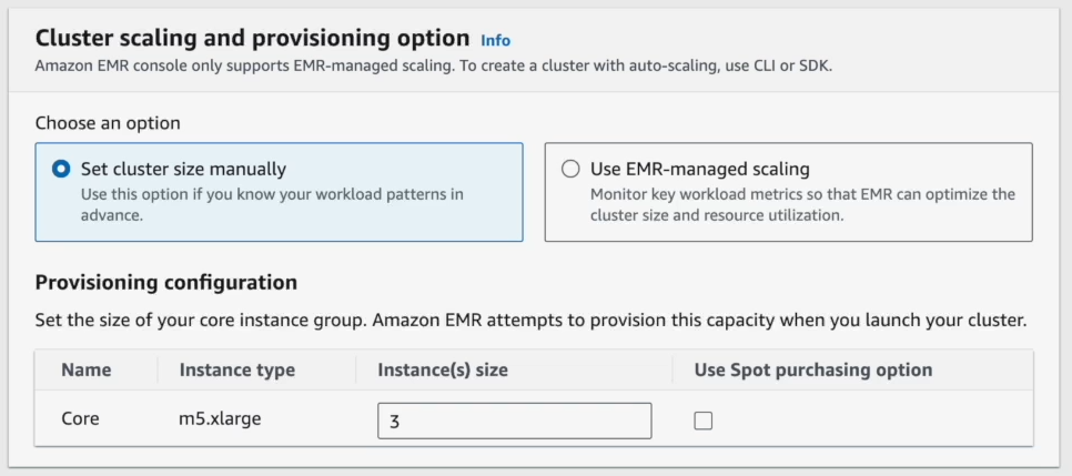 Configuring Instance size based on Spark workloads - AWS – AWS EMR – EMR Cluster – AWS EMR Cluster – Create EMR Cluster – Create an EMR Cluster – AWS EMR Create Cluster – EMR Create Cluster – AWS Elastic Compute Cloud – Elastic Compute Cloud – AWS EC2 – EC2 instance – EC2 instance type – AWS S3 – AWS VPCs – AWS Identity and Access Management – AWS IAM – AWS Virtual Private Cloud – AWS VPC – AWS EKS – Elastic Kubernetes Service – AWS Spot Instances – ETL workflow – CloudWatch monitoring – EC2 Security Groups – EC2 Key Pair – Big Data Framework – Managed Big Data Platform – Apache Spark – Spark on EMR – Apache Hadoop – Apache Flink – Trino – Apache Hive – AWS Ecosystem – EMR Studio – EMRFS – EMR File System – AWS Graviton2 – EMR Notebooks – EMR Features – EMR Architecture – AWS EMR Architecture – AWS EMR best practices – EMR Nodes – EMR Performance