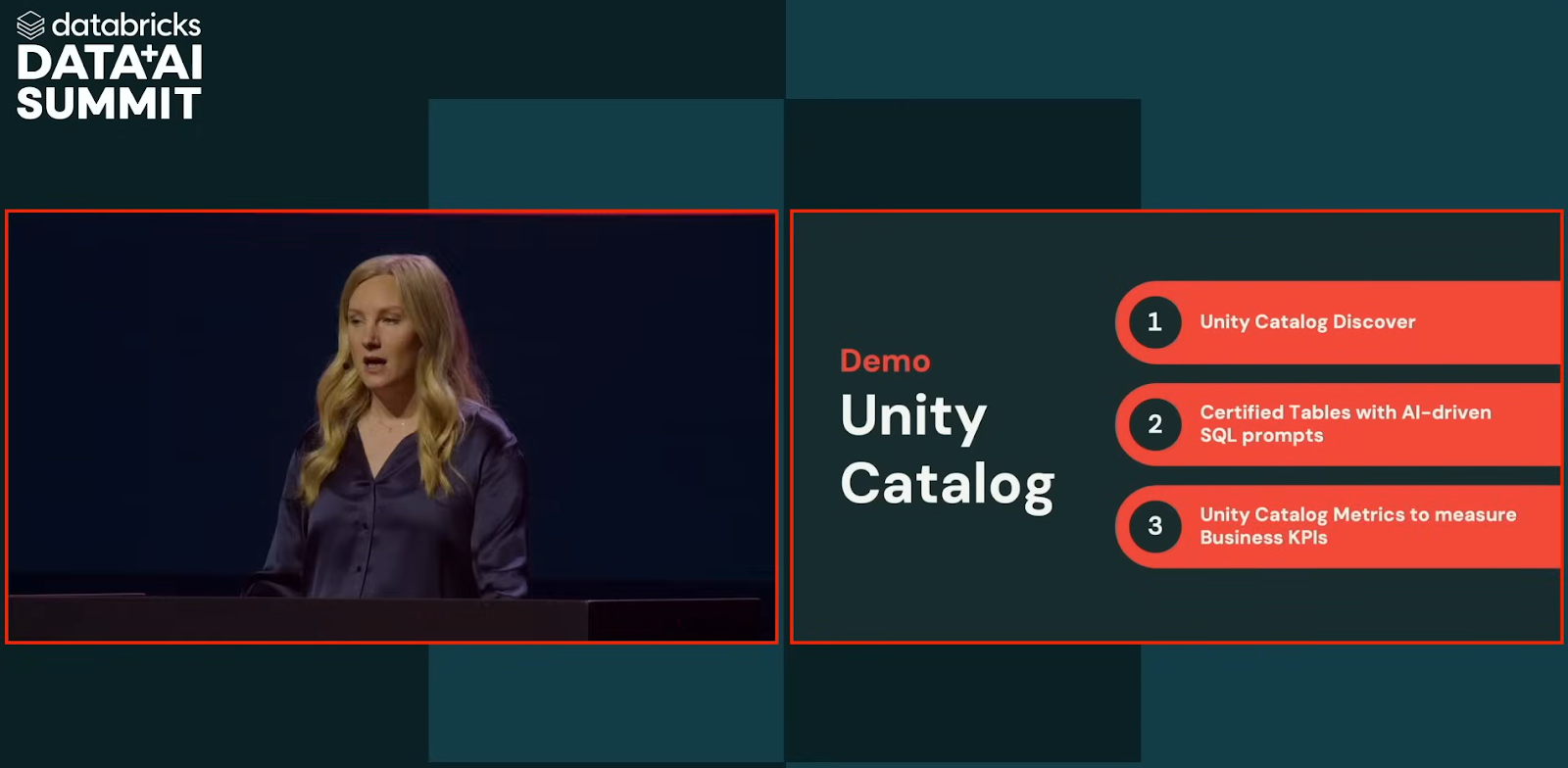 Keegan Dubbs showcasing demo of Unity Catalog Discover and Unity Catalog Metrics - Databricks Summit 2025 - Databricks Data AI Summit 2025 - Databricks Data + AI Summit 2025