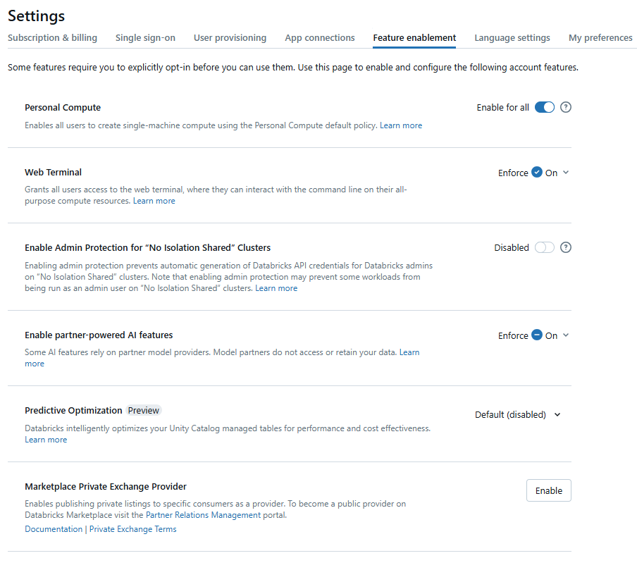 Databricks account console setting page - Databricks Model Serving - Model Serving - Model Serving Databricks - Serverless Compute - Databricks Model Serving Pricing - Machine Learning Model Deployment - ML Model Serving - MLflow Model Serving - Mlflow Serving - Deploy Machine Learning Model - Databricks MLflow - Managed MLflow - MLflow Model Registry - MLflow