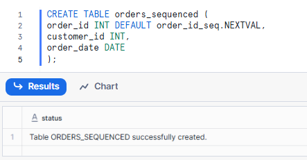 Creating a Snowflake table using the sequence as a default value - Snowflake INSERT INTO