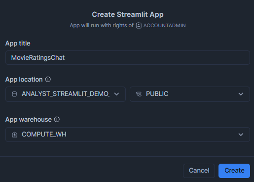 Creating Streamlit in Snowflake - Snowflake Cortex Analyst - Snowflake Streamlit