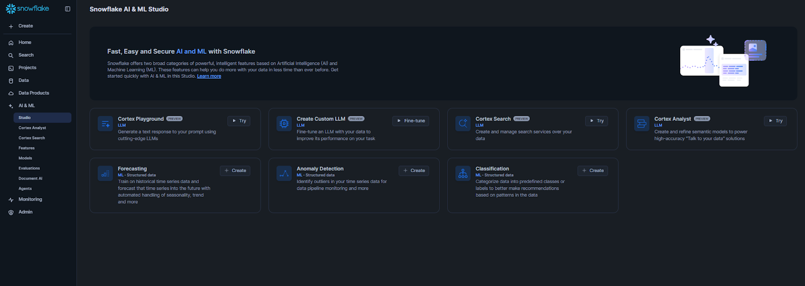 Navigating to Snowflake AI and ML Studio - Snowflake Cortex Analyst