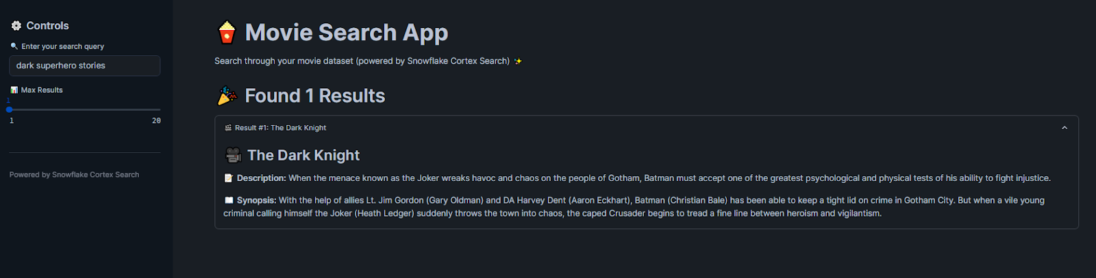 Running a Streamlit application - Snowflake Cortex Search