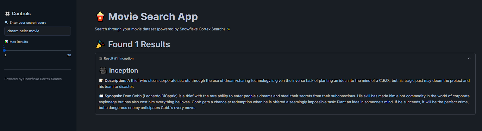 Running a Streamlit application - Snowflake Cortex Search