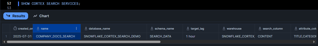 Displaying all Snowflake Cortex Search Services - Snowflake Cortex – Snowflake Cortex Search – Cortex Search – Cortex Search Service – CREATE CORTEX SEARCH SERVICE – Large Language Models – LLMs – LLM Chatbot – Retrieval Augmented Generation – RAG – RAG Engine – Keyword Search – Semantic search – Snowflake AI – Snowflake AI ML – Fuzzy Search – Vector Search – Snowflake Vector Search – Snowflake Dynamic Table – Snowsight – Snowflake Snowsight – Embedding Models – Snowflake Embedding Models – Snowflake Streamlit – Streamlit – Enterprise Search – Snowflake Change Tracking – Snowflake Enable Change Tracking – Cortex LLM Functions – Snowflake Arctic Embed – Hybrid Search Engine – Snowflake AI & ML Studio – Snowflake AI and ML – Model Context Window – Semantic Reranking – Snowflake AI Search – EMBEDDING_MODEL – Cortex Search Tutorial – Snowflake Service Consumption Table – Materialized Query – Voyage Multilingual