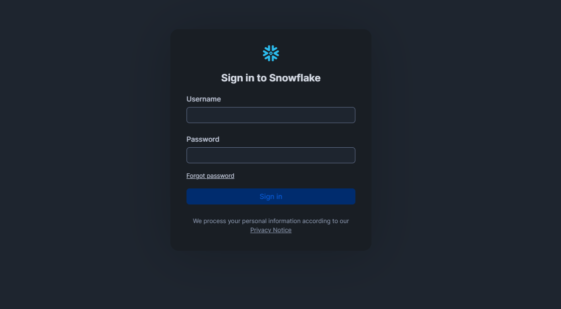 Logging into Snowflake