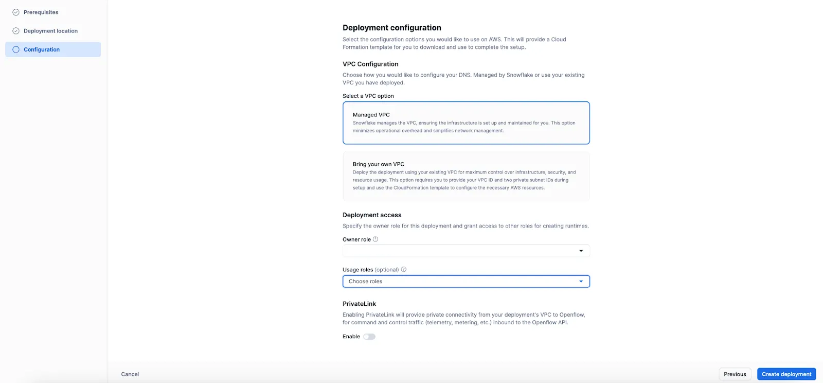 Configuring Snowflake Openflow deployment - AWS CloudFormation - Snowflake Openflow