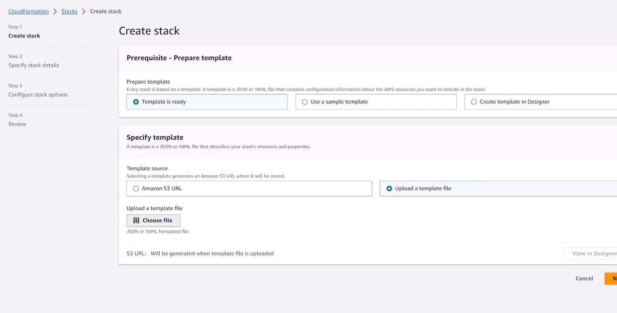 Upload deployment template to AWS CloudFormation - Snowflake Openflow Deployment