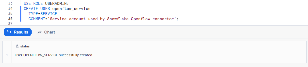 Creating a dedicated Snowflake service user - Snowflake Openflow
