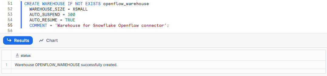 Creating Snowflake Warehouse - Snowflake Openflow