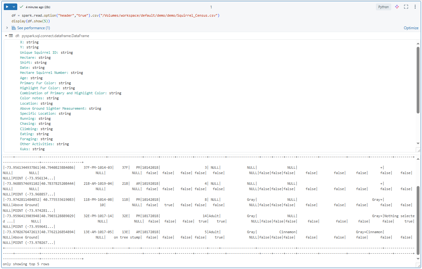 Creating a DataFrame from the CSV file - Databricks CREATE TABLE