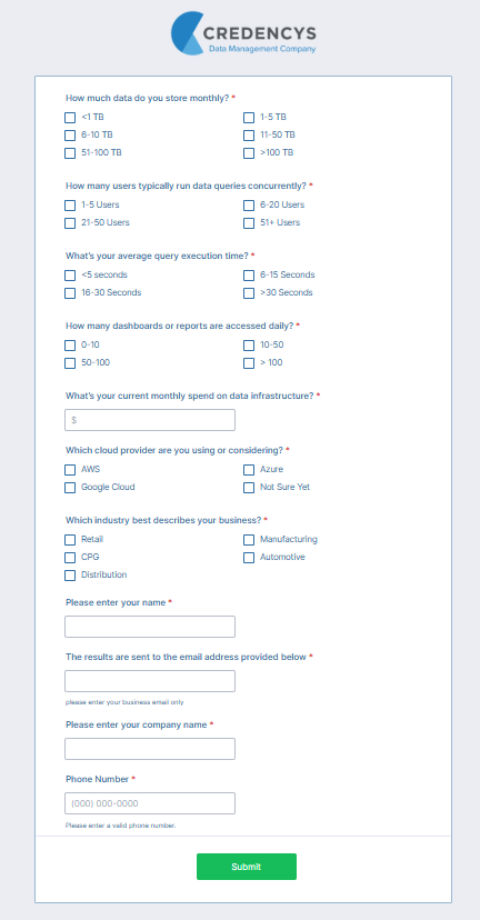 Credencys Snowflake Cost Calculator - Snowflake Cost Estimator