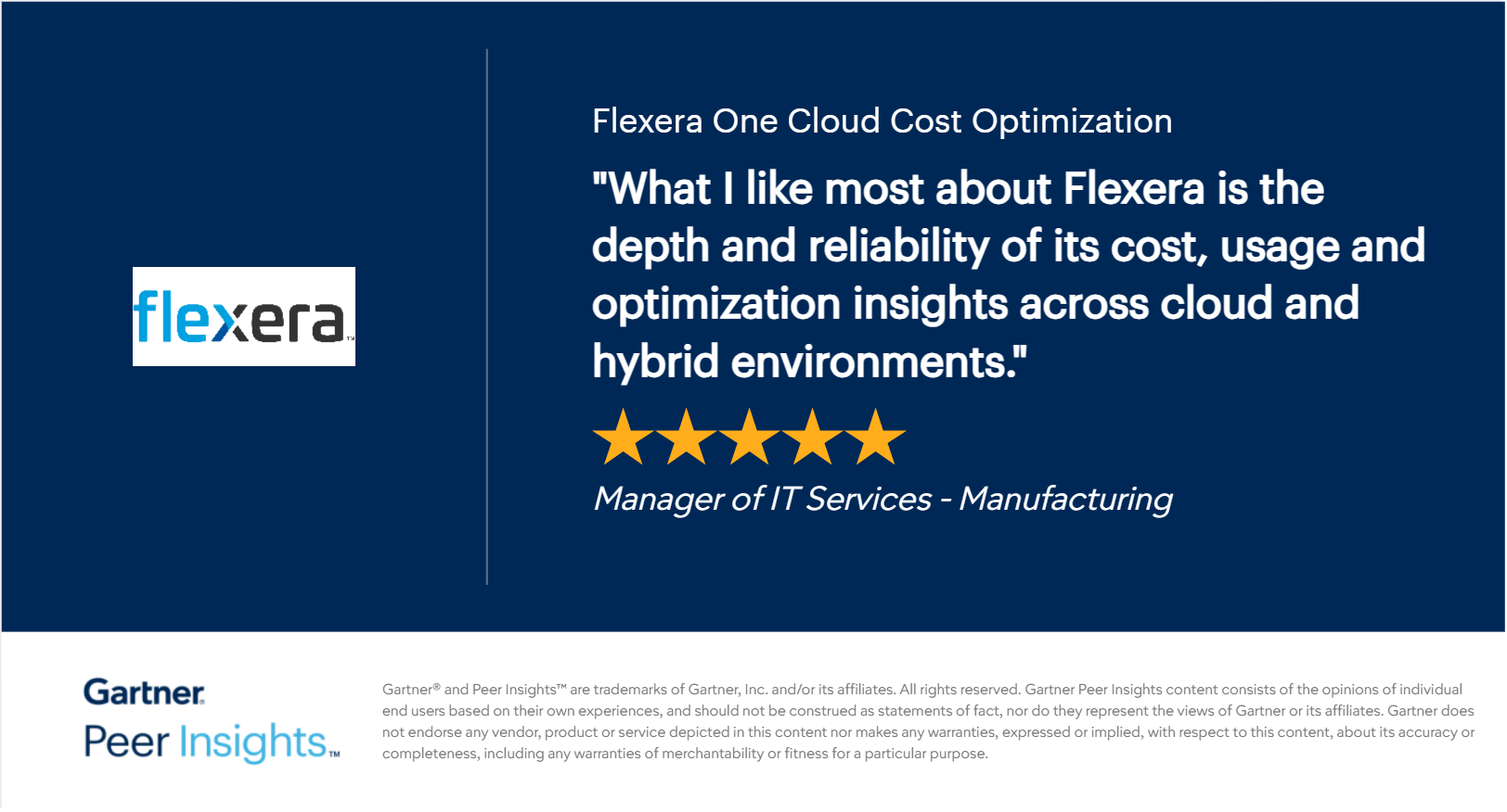 flexera one cloud cost optimization garter review
